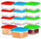 SOL 12 Pack Small Plastic Containers with Lids 80ml - 6cm x 6cm x 3.5cm - Mini Kitchen Storage Small Tub with Lids - Stackable & Airtight Storage for Lunch Boxes, Food, Snacks and More
