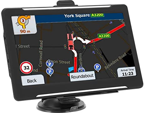 BHDK Navigatore GPS per Auto, Schermo da 7 Pollici 8 GB 256 MB WiFi Navigatore GPS 180 W 1024X600 HD GPS per Auto Offline Facile da Vedere con Guida vocale, Sistema di Allarme per autocarro Camion