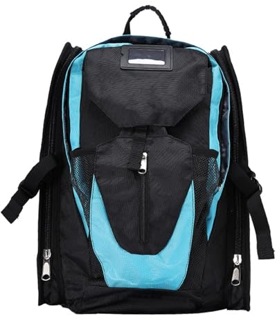 perfk Rollschuh-Rucksack, Skate-Schuhe, Tasche, Organizer für Kinder, Inline-Skating-Tasche, Schlittschuh-Träger für Eiskunstlauf-Skischuhe, Blau klein