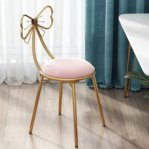 Moderner Frisierstuhl, Schminktisch Stuhl, Schleife-schminkstuhl, Mit Samt Gepolsterter Schminkhocker Für Wohnzimmer, Schlafzimmer, Ankleidezimmer(Pink)