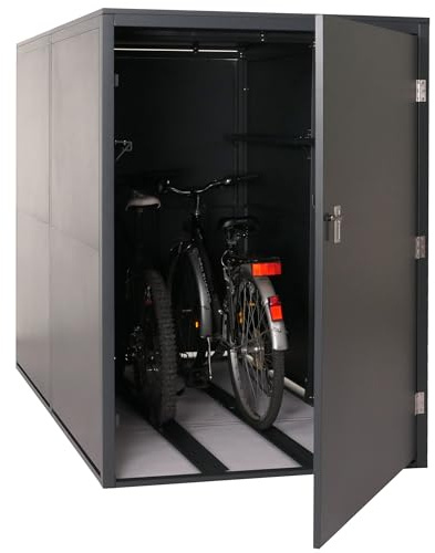 2er-Fahrradgarage HWC-L56cAM, Gerätehaus Fahrradbox mit Ablage, abschließbar Metall 160x113x209cm - anthrazit