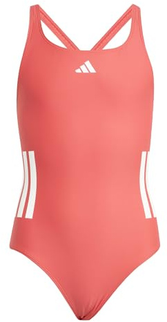 adidas Bambine e Ragazze 3-Stripes C-Back Swimsuit Kids, Semi Lucid Red/White, 13-14 Years