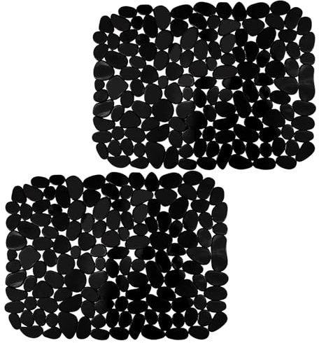 Mokaskaidj 2 Stück Spülbeckeneinlage, Spülbeckenmatte Schutzmatte, Spülmatte für Spülbecken, Küchenspüle Schutzmatte, Zuschneidbar PVC Sink Mat, Einlagen für Spülbecken Küche/Bad (Schwarz)