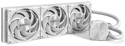 MONTECH HyperFlow Silent 360 White - Ultra-leiser AIO Liquid CPU-Kühler, 3100 U/min Pumpe, Triple Silent Lüfter, hocheffizienter Heizkörper für überlegene Wärmeableitung, Intel & AMD kompatibel,