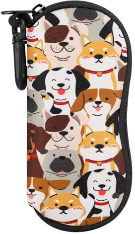 MoKo Sac Souple de Lunettes de Soleil, [Ultra léger] en Néoprène Housse de Stockage des Lunettes avec Clip de Ceinture, Sacoche de Transport pour Clés, Crayons, Cartes, Chien Mignon