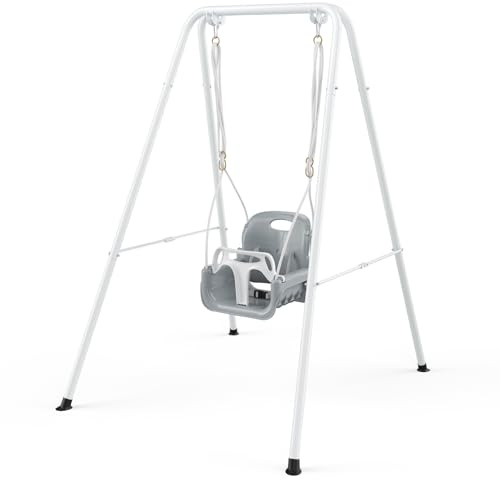 4-in-1 Baby Swing Stand， Foldable Metal Frame for Indoor and Outdoor Use ，Easy to Assemble and Store Outdoors For ages 6 to 18 months (Does not include the swing seat)