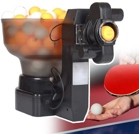 Robot de tenis de mesa con velocidad y giro ajustables, incluye pelotas de entrenamiento