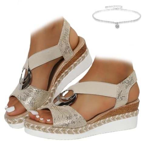 Sandalias de plataforma de cuña para mujer, sandalias ortopédicas de cuña para mujer, cómodas correas elásticas de verano, informales, puntera abierta, zapatos de playa