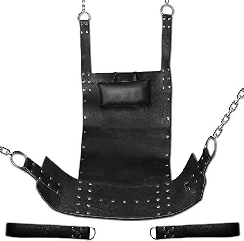 Heavy Duty Leather Bondage VIP Bondage Hammock Different Sex Swing Sling with Stirrups & Sling Rode Adult Sex Fun (Swing-4)