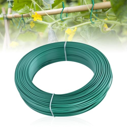 Riisoyu Alambre Plastificado, 2mm x 30m Alambre para Plantas Lazos Alambre Jardineria Verde Cuerda de Alambre Verde Lazos de Torcedura Atadura para Atar Rosales Trepadores y Soporte Plantas Jardín
