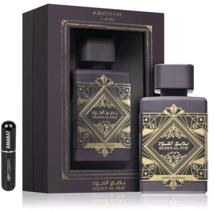 Badee Al Oud Amethyst Original Parfüm 100 ml, Eau da Parfum importiert aus Dubai mit lang anhaltenden süßen Aromen, ideal für den täglichen und nächtlichen Gebrauch, inklusive nachfüllbarem Zerstäuber