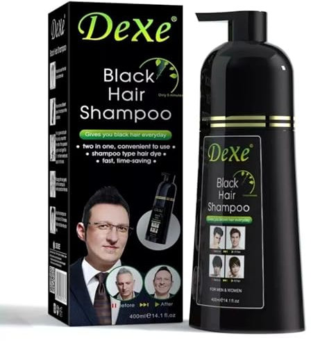 VDUK - Black Hair Shampoo 400ml – Instant Black Hair Dye Shampoo with Mild Plant Formula, Natural Black Colour for Men & Women, Easy to Use, Lasts up to 30 Days