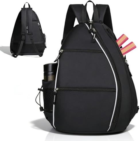 Sac à dos de tennis, en tissu Oxford imperméable, unisexe, pour homme, femme et enfant, pour raquette de tennis, raquette de badminton, pickleball, pagaie (noir)