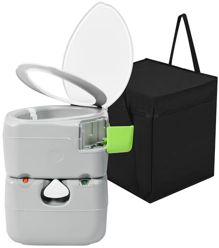 YITAMOTOR 5.8 Gal Portable Toilet for Adults, Camping Porta Potty with Diagonal Elongated Bowl Seat, Sprayer, Bag, Level Indicator, Anti-Leak RV Travel Porta Potty for Outdoors Indoors Hospital Boat