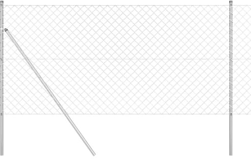 vidaXL Clôture en treillis avec poteaux Argent 1 x 10 m Acier, Panneaux de clôture en acier, durables pour jardin et terrasse, barrière privée, séparateur de jardin, extérieur