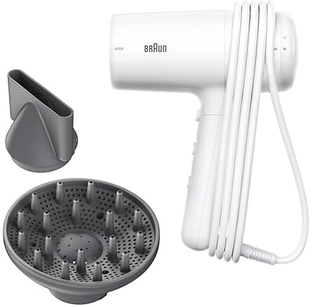 Braun Haartrockner HD2.21 – Leichter Haartrockner mit Diffusor und Stylingdüse für alle Haartypen, IONTEC Technologie, 2200 W, 3 Temperaturen und 2 Geschwindigkeiten, Weiß, BRHD226E