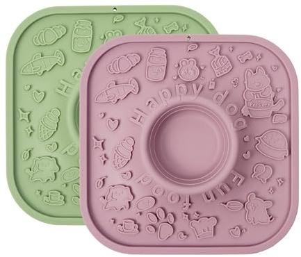 Bifeaw Lick Mat for Dogs with Suction - Dog Cat Lict Mat to Keep Them Busy - Puppy Lick Mat for Anxiety Relief (Green and Dusk)
