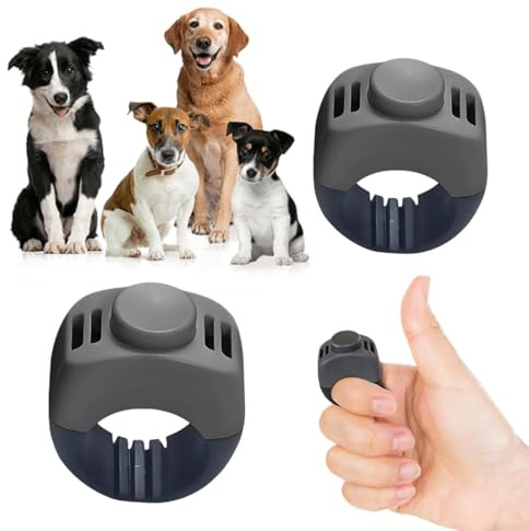 YIPFEN 2 Pezzi Clicker per Cani con Anello da Dito - Accessorio Pratico per l'Addestramento di Cani, Gatti e Cavalli (19mm/21mm)(Grigio)