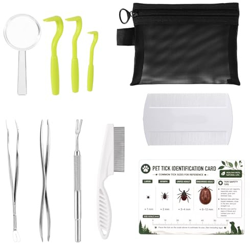 Penitue Kit Rimozione delle Zecche per Cani e Gatti, Set Professionale Portatile per la Rimozione e l'Estrazione delle Zecche Adatto a Cani Gatti Animali Domestici Persone