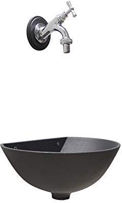 FONDERIA BONGIOVANNI Wandbrunnen 600 Farbe Grauguss mit Wasserhahn 303C aus verchromtem Messing für Haus und Garten