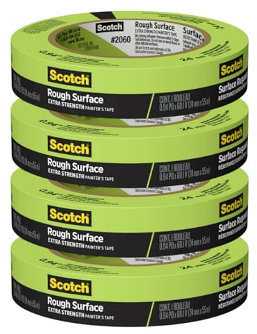 Scotch Painter's Tape 2060-1A 2060 Masking Tape, 1-Inch by 60-Yard, Green, 4 Pack