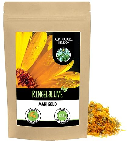 Alpi Nature Calendula Tea 125g 4.4 oz, Whole Dried Marigold Flowers, Calendula Loose Blossom Tea