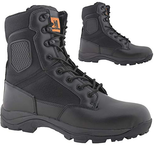 NEW MENS COMBAT TACTICAL POLICE SAFETY BOOT ANKLE STEEL TOE CAP WORK SHOES UK SZ