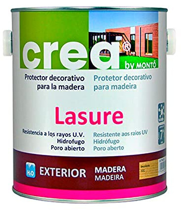 Protector Decorativo al Agua para Madera. Protege y Resiste a los Rayos UV. Transpirable e Hidrófugo. Lasure Gama Crea. (500ml, Roble Satinado)