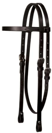 Tack Shack of Ocala- Reinsman Circle Y Lightweight Classic Smooth Browband Headstall, Western Headstall, Bridle, Headstall, Leather Headstall, Leather Western Headstall, Headstall for Horses (Black)