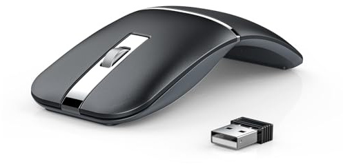 WFB 180° Flip Ultra-Thin Wireless Mouse, Bluetooth 5.0 & 2.4GHz Rechargeable Silent Travel Mouse, Ergonomic Rotatable Design for Laptop, PC, MacBook, Chromebook