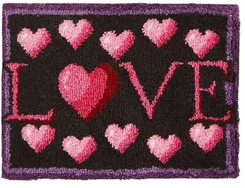 ROCKY&CHAO Latch Hook Kit for Adults & Kids Complete DIY Rug Making Craft Kits with Yarn & Canvas and Crochet Needle, Adult Craft Kits for Women, Relaxing Home Art Project - Love 50x38cm