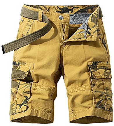 Short Cargo Militaire Homme Bermudas Été Sport Jogging Cargo Outdoor Short Homme AVCE Zippée Pantacourt avec Poche Militaire Shorts Travail Chino Taille Élastique Respirant Short De Sport