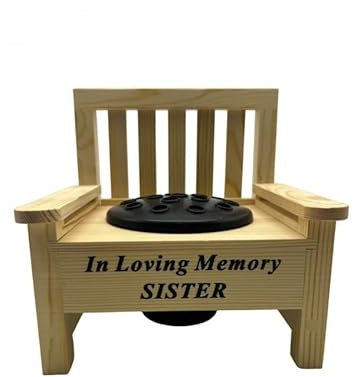 Sister Wooden Memorial Bench with Flower Insert Pot Graveside Crematorium Plaque Garden
