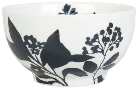 GENEVIEVE LETHU 536501 Bol 26 cl Porcelaine - Collection OMBRES BUCOLIQUES - Ø 9.5 cm H 5 cm - Coloris Blanc, décor Noir
