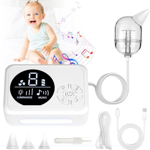 URAQT Nasal Aspirator for Baby, Electric Kids and Toddler Nasal Sucker, Rechargeable Automatic Nose Cleaner with 9 Suction Levels, Nasal Aspirator with 3 Silicone Tips Nose