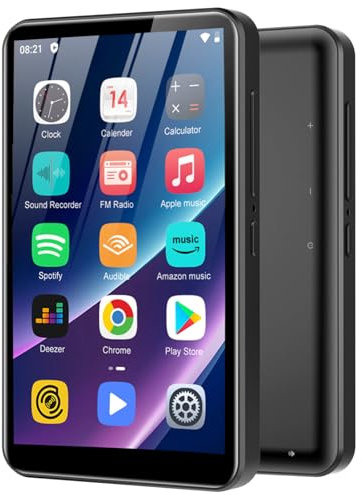 160GB Reproductor MP3 & Mp4 con Spotify,4.02 Reproductor MP3 con Bluetooth y WLAN,Pantalla Táctil Android13 Reproductor MP4 Soporte Audible Amazon Music Deezer Google Play,Soporta hasta 1TB