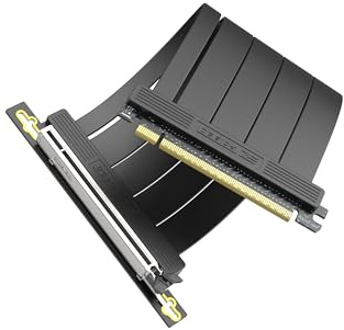EZDIY-FAB PCIe 5.0 X16 Riser-Kabel,128 GB/s Bandbreite,für RTX 50/RTX 40,RX 9000/RX 7000 GPUs,PCIe-Erweiterungskarte, abwärtskompatibel mit 4.0/3.0,Vertikale GPU-Montage,90-Grad-Winkel–20 cm,Schwarz