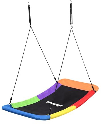 Relaxdays Altalena a Nido Curva, per Bambini e Adulti, Portata 150 kg, LxP: 150x80 cm, Multicolore