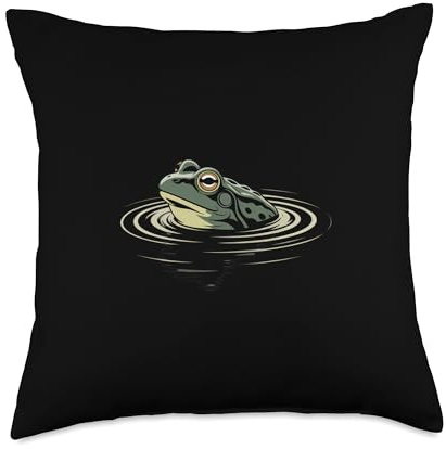 Bullfrog Floating in Calm Pond Water Throw Pillow