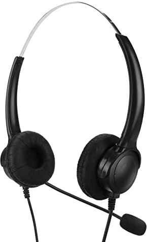 Vvikizy Telefonheadset, RJ9 Sladdad Binaural Hörlur med Brusreducerande Mikrofon för Call Center Kundtjänstkontor