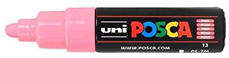 POSCA Lot de 12 Marqueurs pointe large conique PC7M RE Rose