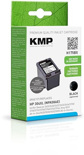 KMP Tintenpatrone passend für HP 304XL Black (N9K08AE) - H175BX - für HP DeskJet 2620 2630 2632 2633 2634 3720 3730 3732 3750 3760 3762 3764, ... etc.