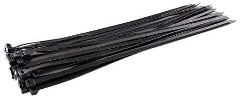 Gocableties Black Cable Ties Heavy Duty, 610mm x 9.0mm, Pack of 100, Long Nylon Zip Ties, Plastic Tie Wraps, Secure Self-Locking Mechanism, for Home, Garden, Office and DIY