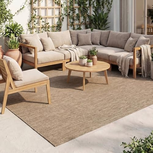 FRAAI | Home & Living Tapis d'extérieur - Malta Melange Naturel - 80x150 cm - Tapis Exterieur Resistant Pluie - Rectangulaire - Terrasse, Jardin, Balcon