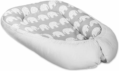 Babymam Baby Double-Sided Soft Nest Bed Grey/Elephants Grey
