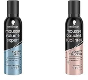 Schwarzkopf - Coiffants - Lot de 2 Mousses Coiffantes - Mousse Volume Expert & Mousse Boucles Sublimes - Fixation Très Forte & Fixation Normale -Tenue 48H - Cheveux Souple au Toucher