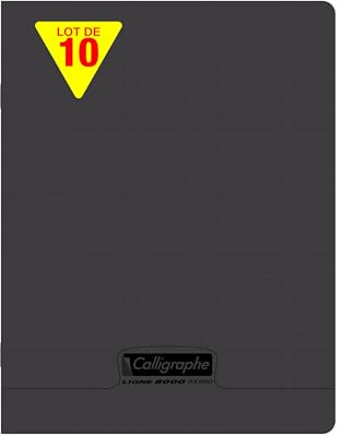 Calligraphe 18930Cpack Un lot de 10 Cahiers Agrafés Noirs (une Marque de Clairefontaine) - 17x22 cm - 96 Pages Grands Carreaux - Papier Blanc 90 g - Couverture Polypro Transparent