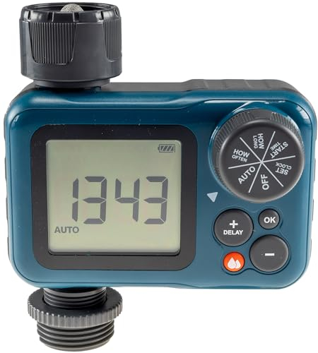ChiliTec Digitaler Bewässerungscomputer Programmierbare Bewässerung mit Wasserzähler Anschluss Adapter für 1 und 3/4 Ausgang 3/4 Zoll, mit LC-Display