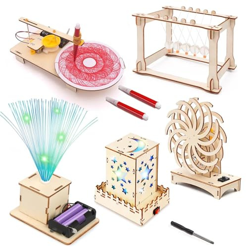 STEM Toys Wooden Building Kit for Kids Ages 8-12,Physics Science Wood Craft Set for Kids,DIY Science Building Projects for 6-8 with Hands-on Learning Activities-Educational Craft Model Kit