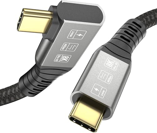EUDOBEL USB 4 Kabel mit Thunderbolt 4 Kabel,40 Gbit/s, 8K@60Hz-Video,PD 3.1 240W 48V/5A,USB-C auf USB-C Kable 1,5m für Thunderbolt 3,MacBook,Display,iPhone 15Pro,Docking Station,Typ-C Laptops(90 Grad)